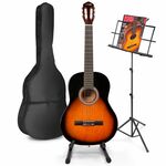 MAX SoloArt klassieke akoestische gitaar met gitaarstandaard - Hout