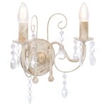 VidaXL Wandlamp met kralen 2xe14 antiekwit