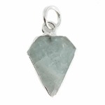 Edelsteen Hanger Aquamarijn Diamantvorm - Verzilverd - 15 x 12 mm