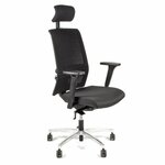 Linea Fabbrica Omnia 01 Zwart/Zwart Bureaustoel met 3D Armleuning + Aluminium Voet