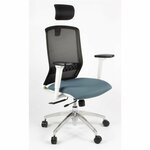 Linea Fabbrica Omnia 01/PT Zwart/Zwart Bureaustoel met 3D Armleuning + Hoofdsteun + Aluminium Voet
