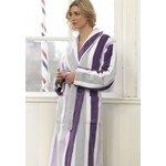 Badjas paarse streep / luxe sauna badjas - L