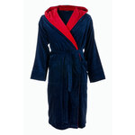 Marineblauwe badjas met capuchon - M-L