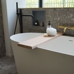 Badplank Gliss Shelf Gewerveld 90 cm Massief Eikenhout Wit Olie