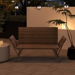 Verstelbare Terras Loveseat voor 2 Personen Bekleed met Sneldrogend Schuim Verstelbare Armleuningen Rieten Bank 300 kg Draagvermogen