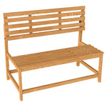 Outsunny 2-zits Tuinbank van Hout, Weerbestendige Zitbank, UV-Bestendige Tuinmeubelen met Omzetbare Rugleuningen 110x61x89cm, Teak
