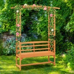 Rozenboog met Bank Houten Boog voor Klimplanten 2-Zits Tuinbank met Klimhulp Zitbank met Rankrooster Klimboog voor Tuin