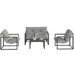 Outsunny Weerbestendige Tuinmeubelset voor 4 Personen met 2-zits Sofa, Fauteuils en Kussens Lichtgrijs