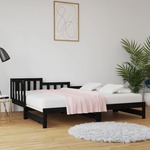 Slaapbank uitschuifbaar 2x(80x200) cm massief grenenhout