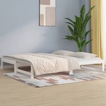Slaapbank uitschuifbaar massief grenenhout zwart 2x(90x190) cm