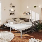 Bedbank uitschuifbaar massief grenenhout wit 2x(90x200) cm