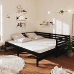 Bedbank uitschuifbaar massief grenenhout grijs 2x(90x200) cm