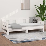 Bedbank uitschuifbaar massief grenenhout zwart 2x(90x200) cm