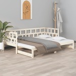 Slaapbank uitschuifbaar massief grenenhout grijs 2x(90x200) cm