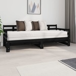 Slaapbank uitschuifbaar massief grenenhout zwart 2x(90x200) cm
