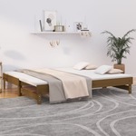 Slaapbank uitschuifbaar massief grenenhout 2x(75x190) cm