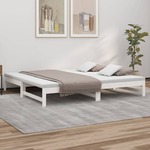 Slaapbank uitschuifbaar massief grenenhout grijs 2x(100x200) cm