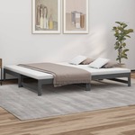 Slaapbank uitschuifbaar 2x(80x200) cm massief grenenhout wit