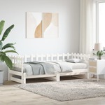 Slaapbank uitschuifbaar massief grenenhout wit 2x(90x200) cm