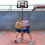 Basketbalstandaard 2,6 tot 3,05 Meter in Hoogte Verstelbaar Binnen Buiten Rollende Basketbalkorf Ideaal voor Tieners Volwassenen Gebruik