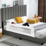 Opvouwbare Bedhekje voor Bedden Bedrail met Afneembare Hoes en Riem Veiligheidsrail voor Verschillende Bedtypes Wit