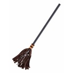 Rubberen bezem / kappersbezem rood met telescoopsteel 30 cm - schoonmaakartikelen / bezems