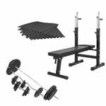 Universele Fitnessbank Zwart Met 100 kg Halterset - Gietijzer - Gewichten - Halterstang - Gorilla Sports