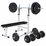 Fitnessbank Wit Met Halterset 108 kg - Chroom - Halterbank Met Gewichten - Gorilla Sports