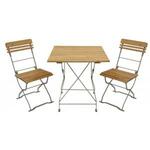 Hardhouten Bistroset 70 x 70 cm met groen metalen frame