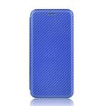 Voor BlackBerry KEY2 Carbon Fiber Texture Magnetic Horizontal Flip TPU + PC + PU Leather Case met kaartsleuf(Blauw)