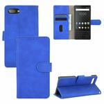 Voor BlackBerry KEY2 Solid Color Skin Feel Magnetic Buckle Horizontal Flip Calf Texture PU Leather Case with Holder & Card Slots & Wallet(Blue)