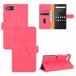 Voor BlackBerry KEY2 Solid Color Skin Feel Magnetic Buckle Horizontale Flip Kalf Textuur PU Lederen case met Holder & Card Slots & Wallet (Rose Red)