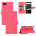 Voor BlackBerry Keyone Solid Color Skin Feel Magnetic Buckle Horizontale Flip Kalf Textuur PU Lederen case met Holder & Card Slots & Wallet (Rose Red)