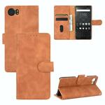 Voor BlackBerry Keyone Solid Color Skin Feel Magnetic Buckle Horizontale Flip Kalf Textuur PU Lederen case met Holder & Card Slots & Wallet(Brown)