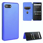 Voor BlackBerry KEY2 Carbon Fiber Texture Magnetic Horizontal Flip TPU + PC + PU Leather Case met kaartsleuf(Blauw)