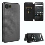 Voor BlackBerry Keyone Carbon Fiber Texture Magnetic Horizontal Flip TPU + PC + PU Leather Case met kaartsleuf(Zwart)