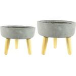 Bloempot op poten Bowl set van 2 stuks grijs