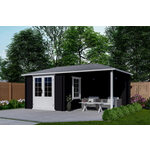Blokhut 331M 300x300 cm + zijluifel 110 cm - exterieur gecoat