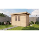 Lugarde Select Blokhut met overkapping Tiel 300x400cm + 300cm - Keteldruk Grijs