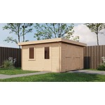 Lugarde Select Blokhut met overkapping Culemborg 300x400cm + 400cm - Keteldruk Grijs