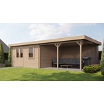 Lugarde Select Blokhut met overkapping Wageningen 300x250cm + 300cm - Onbehandeld