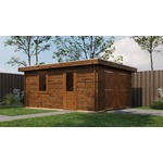 Lugarde Select Blokhut met overkapping Deventer 250x250cm + 300cm - Onbehandeld