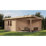 Lugarde Select Blokhut met overkapping Zandvoort 300x250cm + 400cm - Onbehandeld