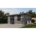 Lugarde Select Blokhut met overkapping Deventer 250x250cm + 300cm - Keteldruk Grijs