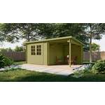 Tuindeco Hypermodern Blokhut 320x260 cm 28 mm vuren blank- Plat dak- Onbehandeld vurenhout- Tuindeco
