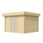 Blokhut Parelhoen 400x300 cm- Plat dak- Onbehandeld vurenhout- Woodvision