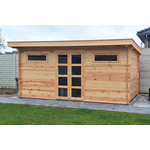 Tuindeco Zutphen Blokhut 500x300 cm 28 mm vuren blank- Lessenaarsdak- Onbehandeld vurenhout- Tuindeco