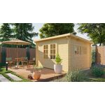 Tuindeco Philip Blokhut 350x250 cm 40 mm vuren blank- Zadeldak- Onbehandeld vurenhout- Tuindeco