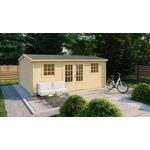 Tuindeco Asmund Blokhut 300x300 cm 28 mm vuren blank- Puntdak- Onbehandeld vurenhout- Tuindeco
