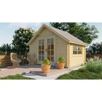 Tuindeco Justine Blokhut 500x250 cm 40 mm vuren blank- Zadeldak- Onbehandeld vurenhout- Tuindeco